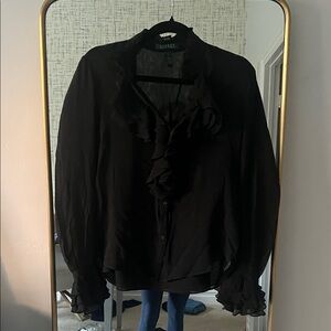 Ralph Lauren Black Ruffled Blouse